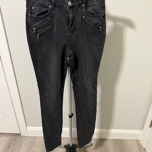 Mint Velvet Jeans Womens 14L (run Small) Black Denim Tapered Stretch Pants